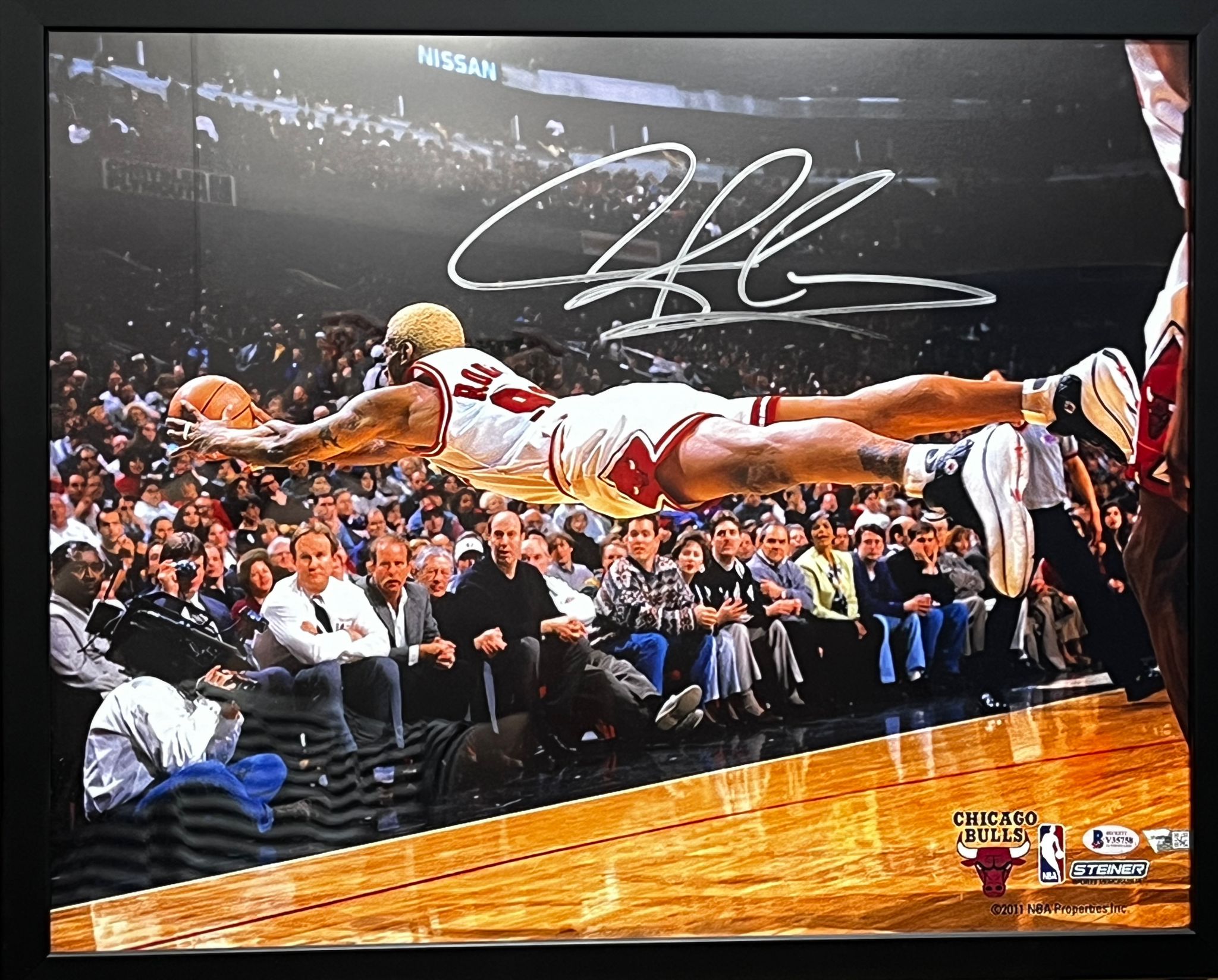 Dennis Rodman Chicago Bulls Dive For Loose Ball Horizontal 16x20 Photo